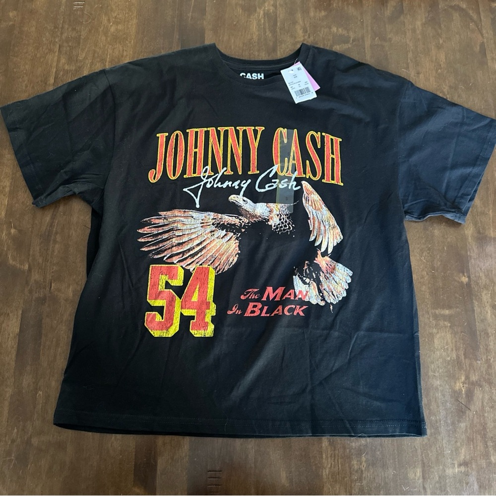 New Johnny Cash‎ Shirt Tee Top Womens Small Man in Black Music Ring Fire 🔥🔥